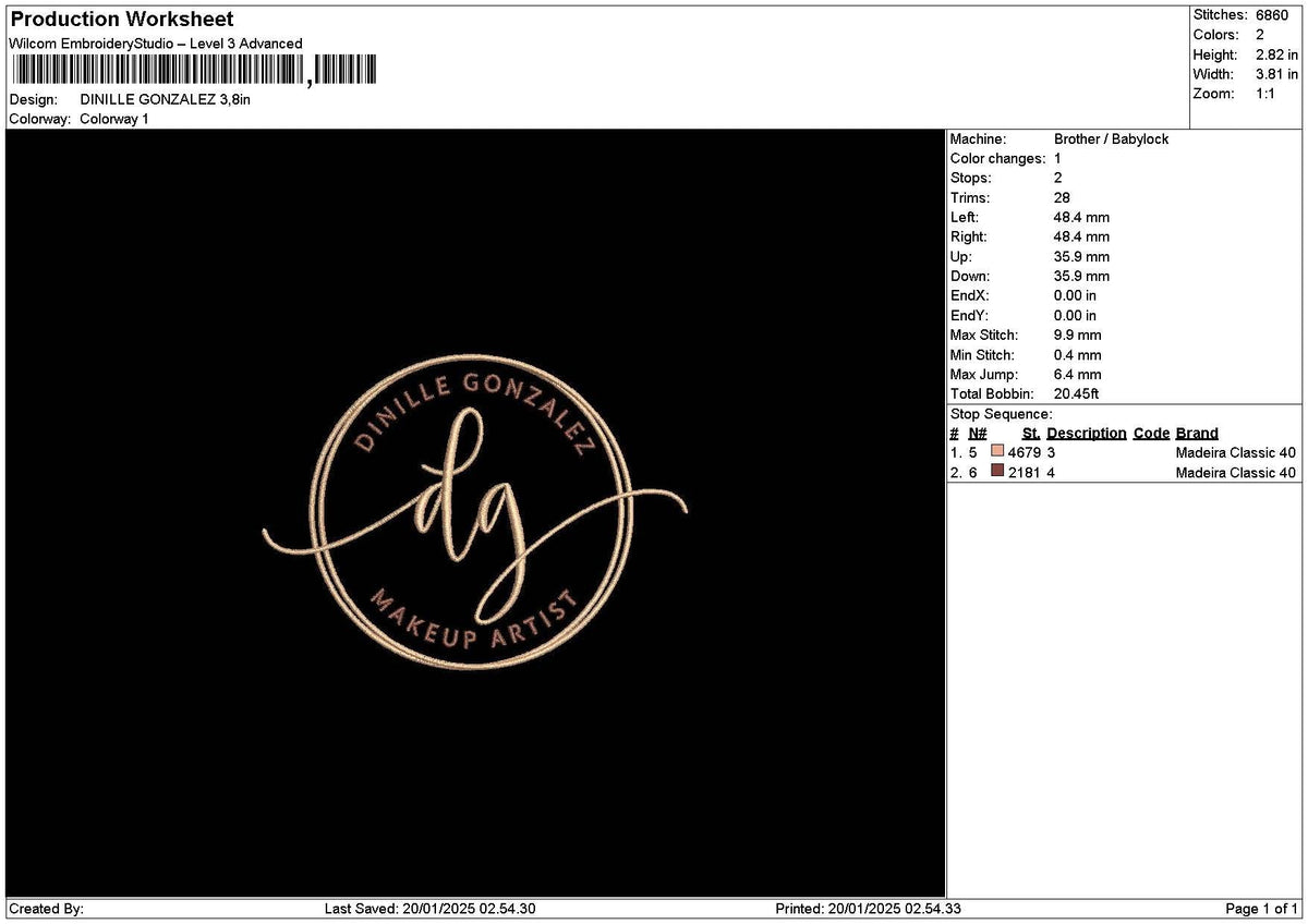 Dinillecircle Embroidery File 6 sizes