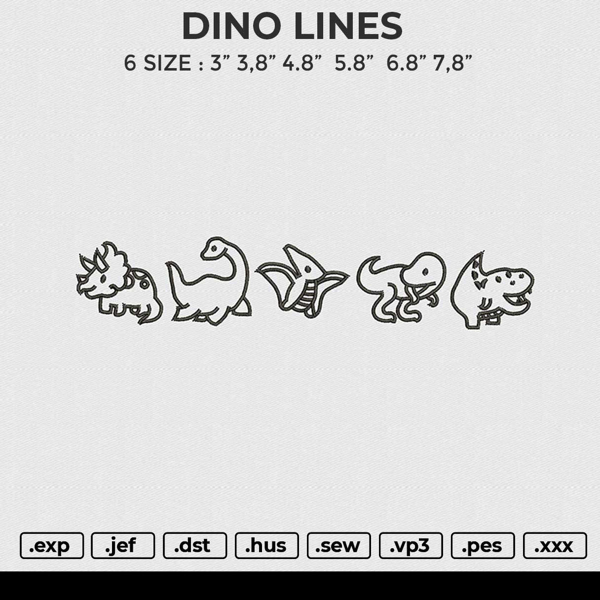 DINO LINES Embroidery File 4 size