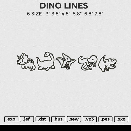 DINO LINES Embroidery File 4 size
