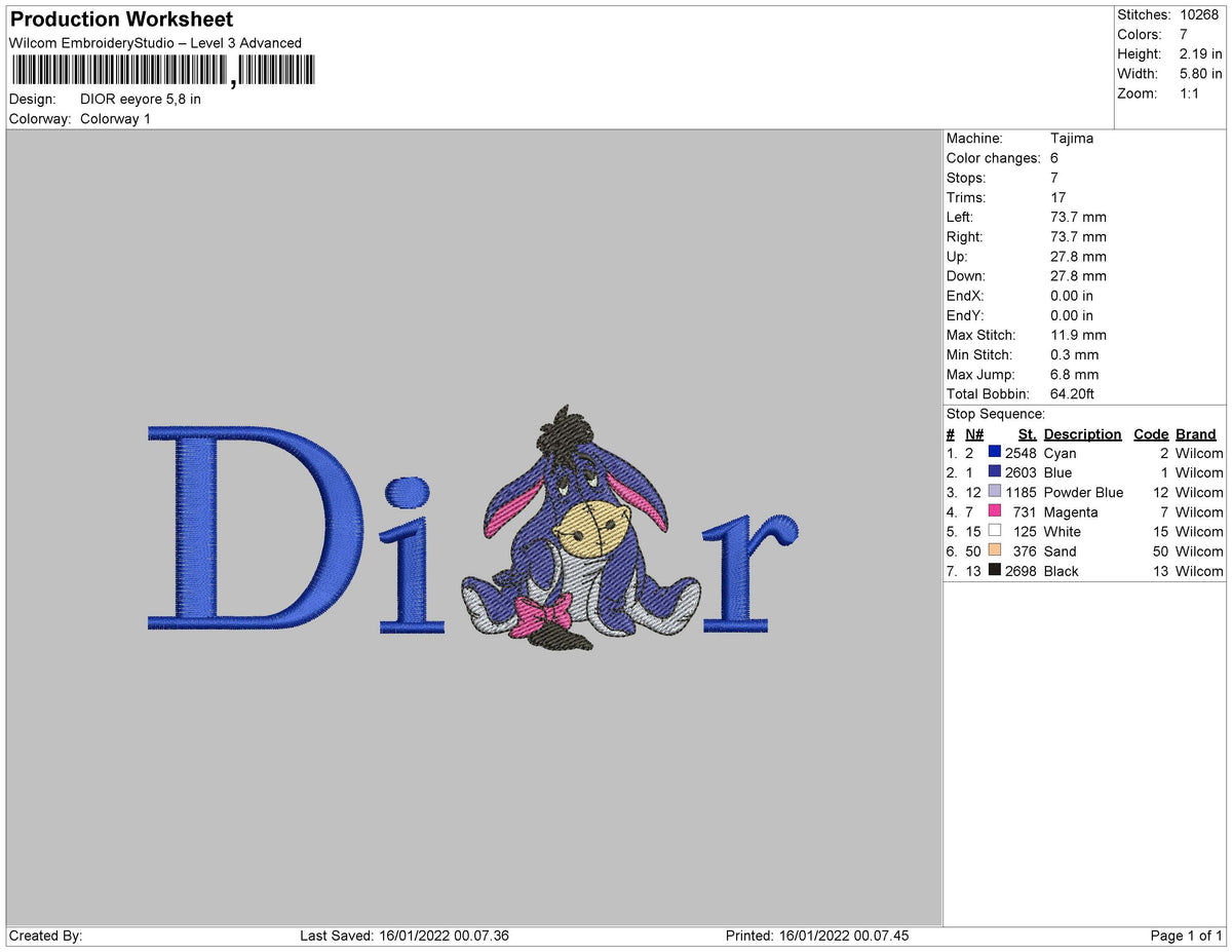 Dior Eeyore Embroidery