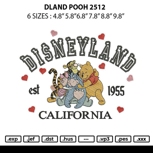 Dland Pooh 2512 Embroidery File 6 sizes