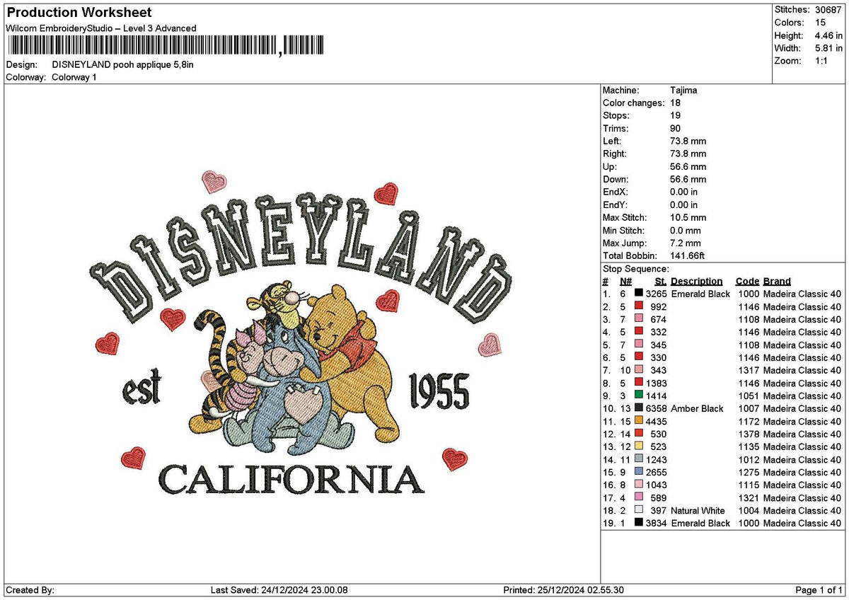 Dland Pooh 2512 Embroidery File 6 sizes