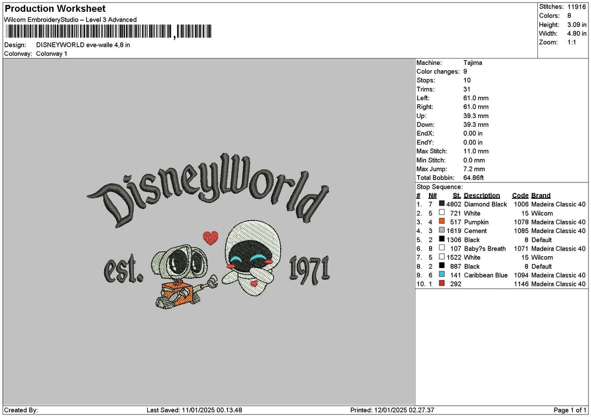 Dland Robots 1201 Embroidery File 6 sizes