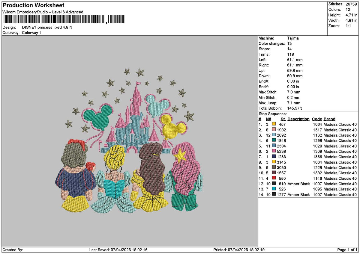 Princess Castle Embroidery Files 6 sizes