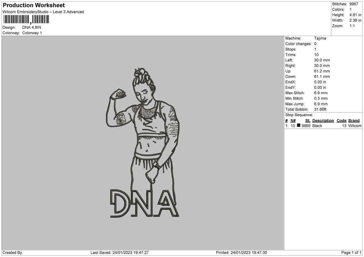 Dna Outline Embroidery File 6 sizes