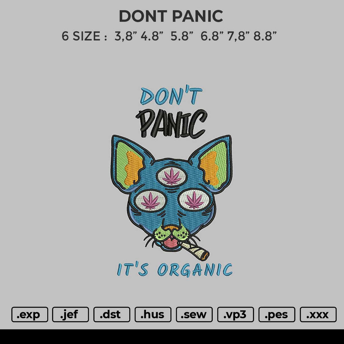 Dont Panic Embroidery File 4 size