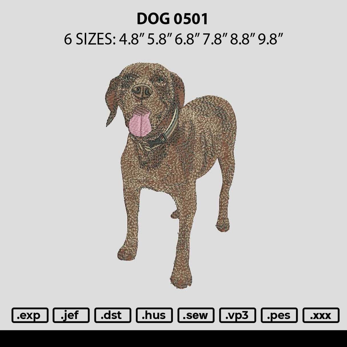 Dog 0501 Embroidery File 6 sizes