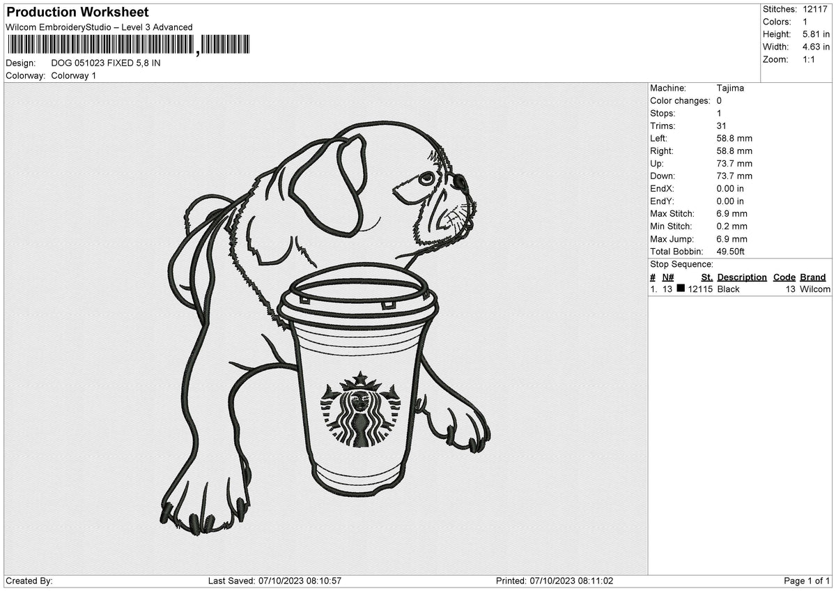 DOG 051023 Embroidery File 6 sizes