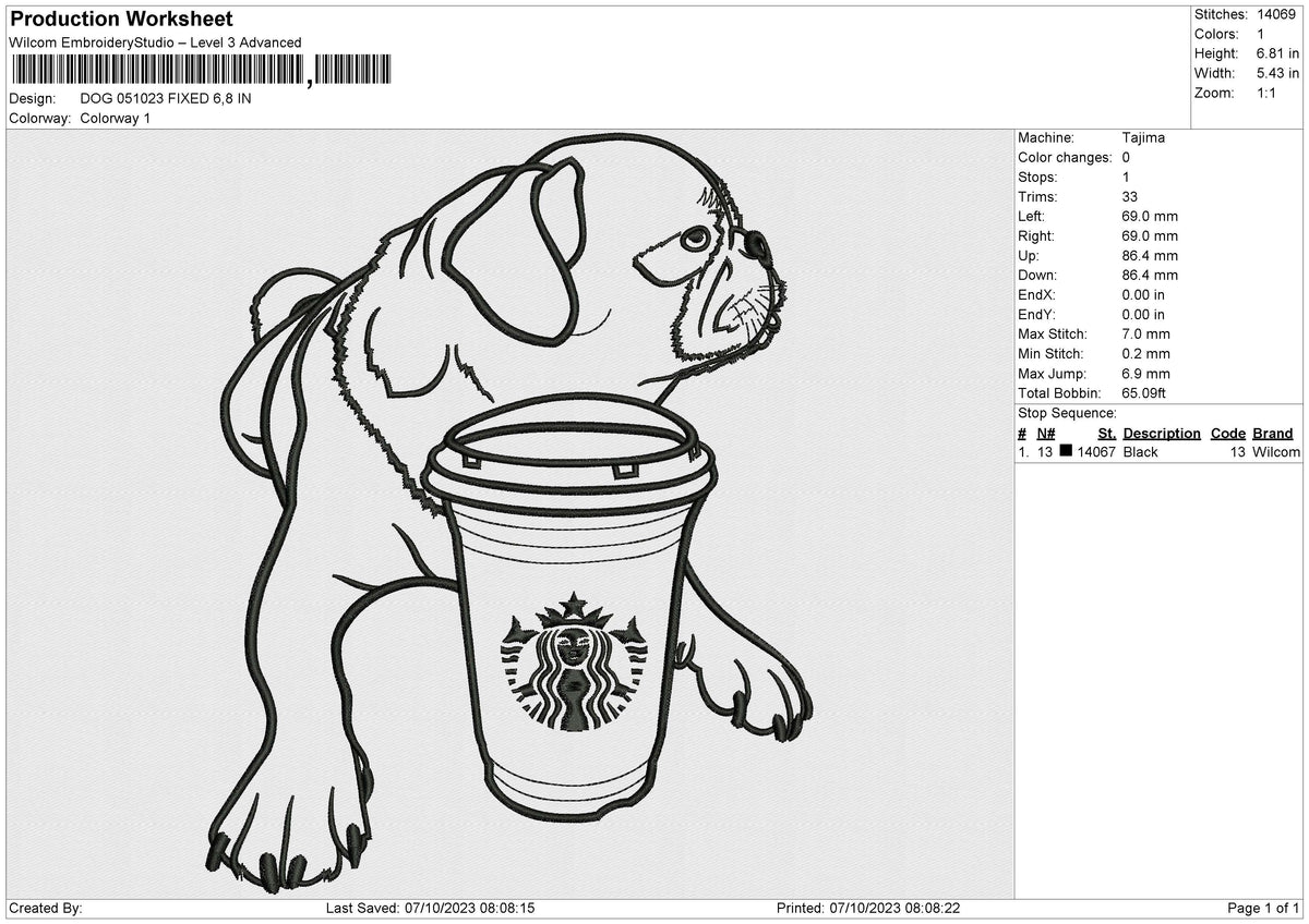 DOG 051023 Embroidery File 6 sizes