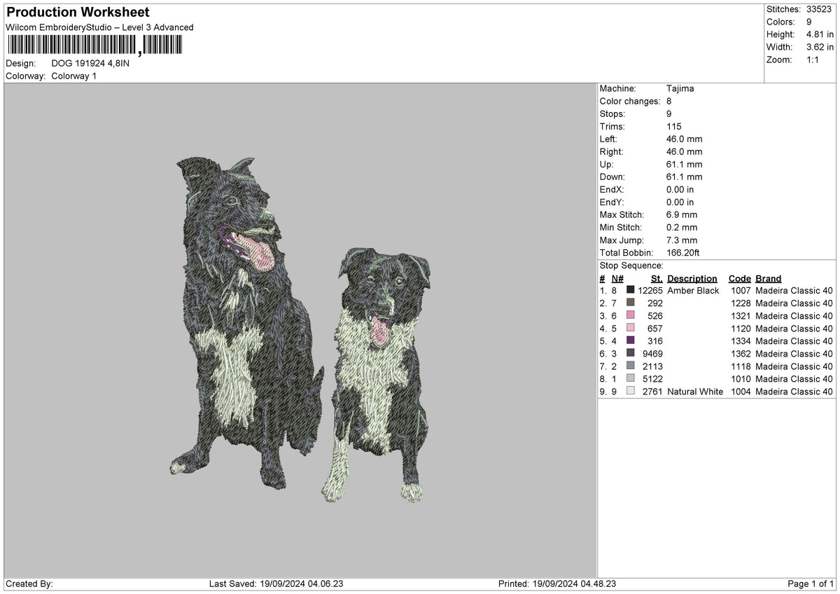 Dog 1909 Embroidery File 6 sizes