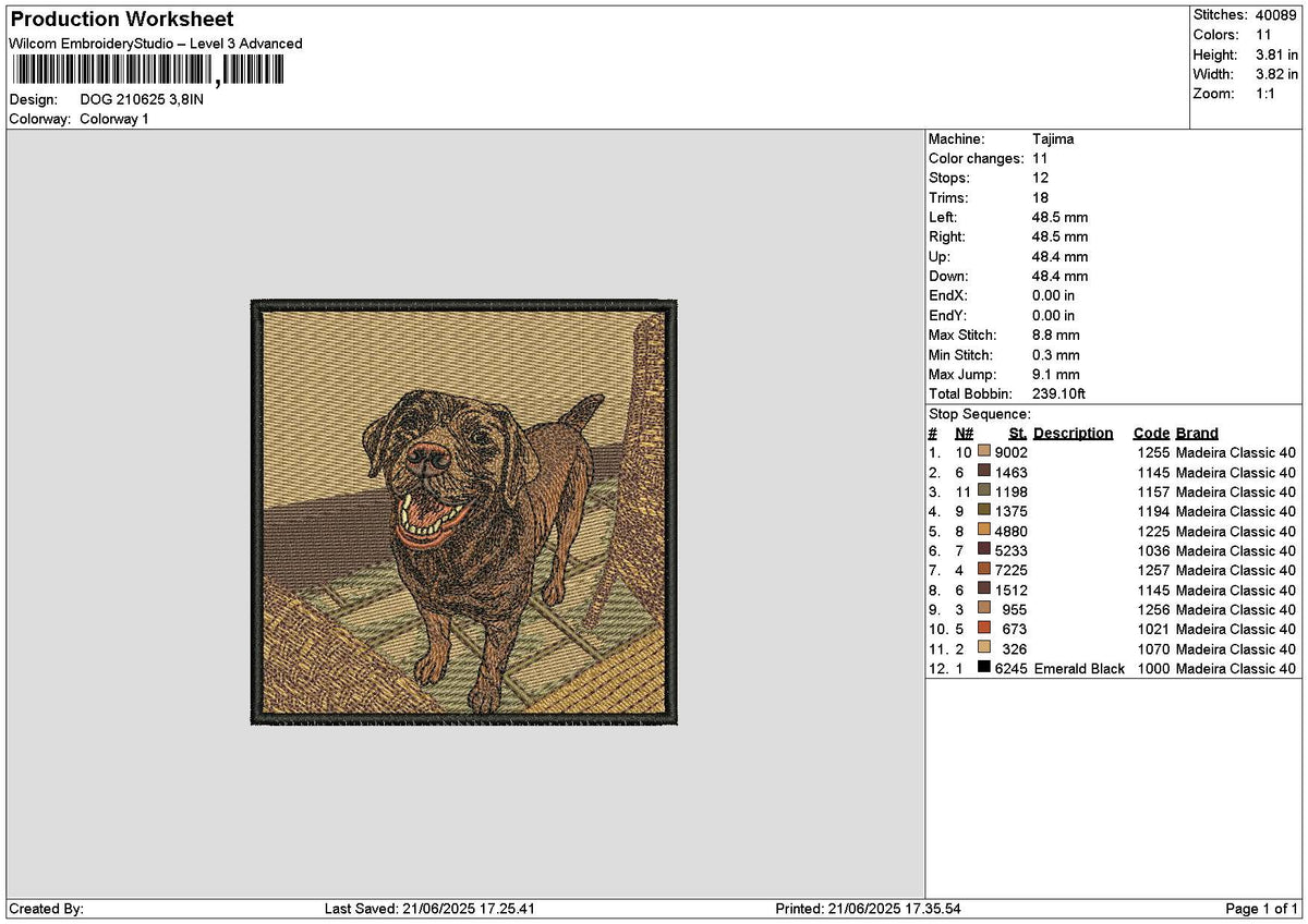 Dog 2106 Embroidery File 6 sizes