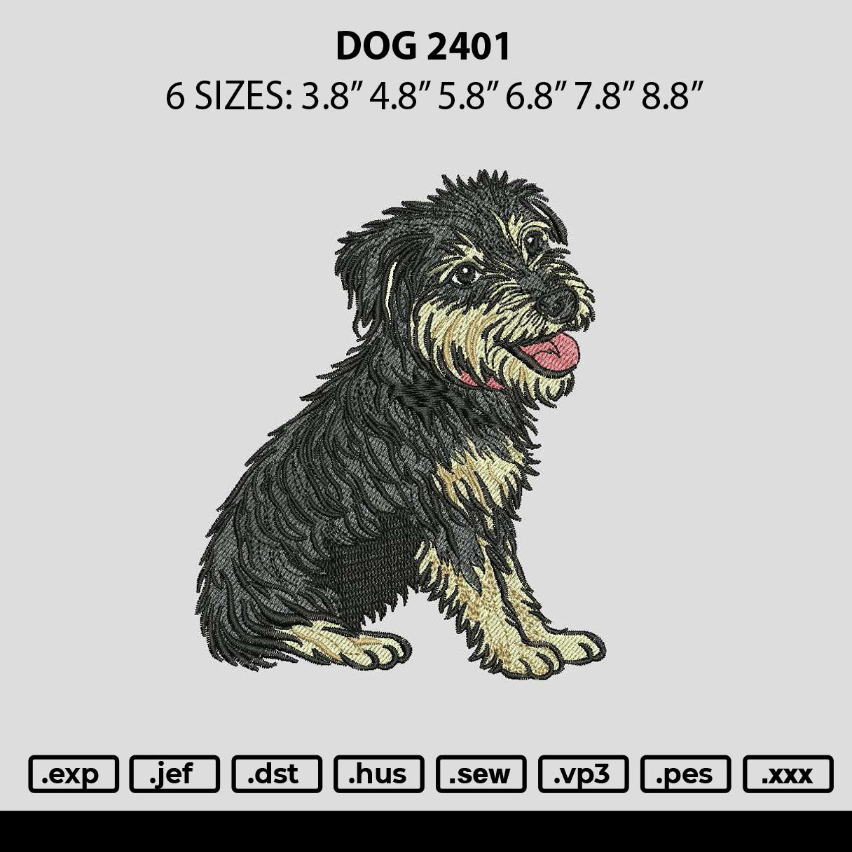 Dog 2401 Embroidery File 6 sizes