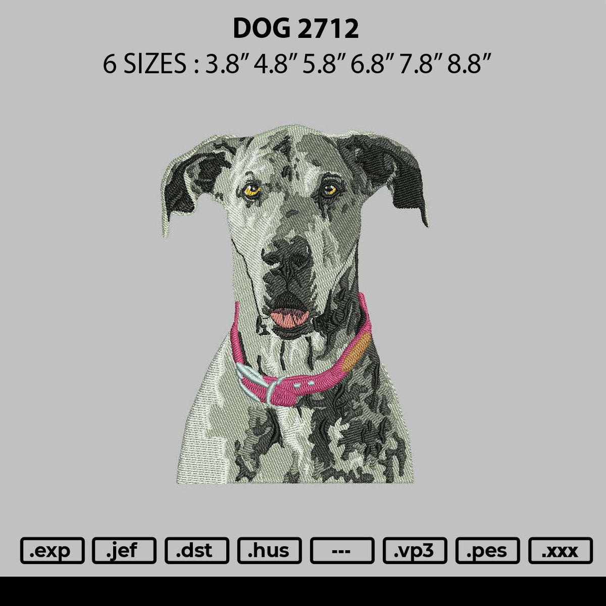 Dog 2712 Embroidery File 6 sizes