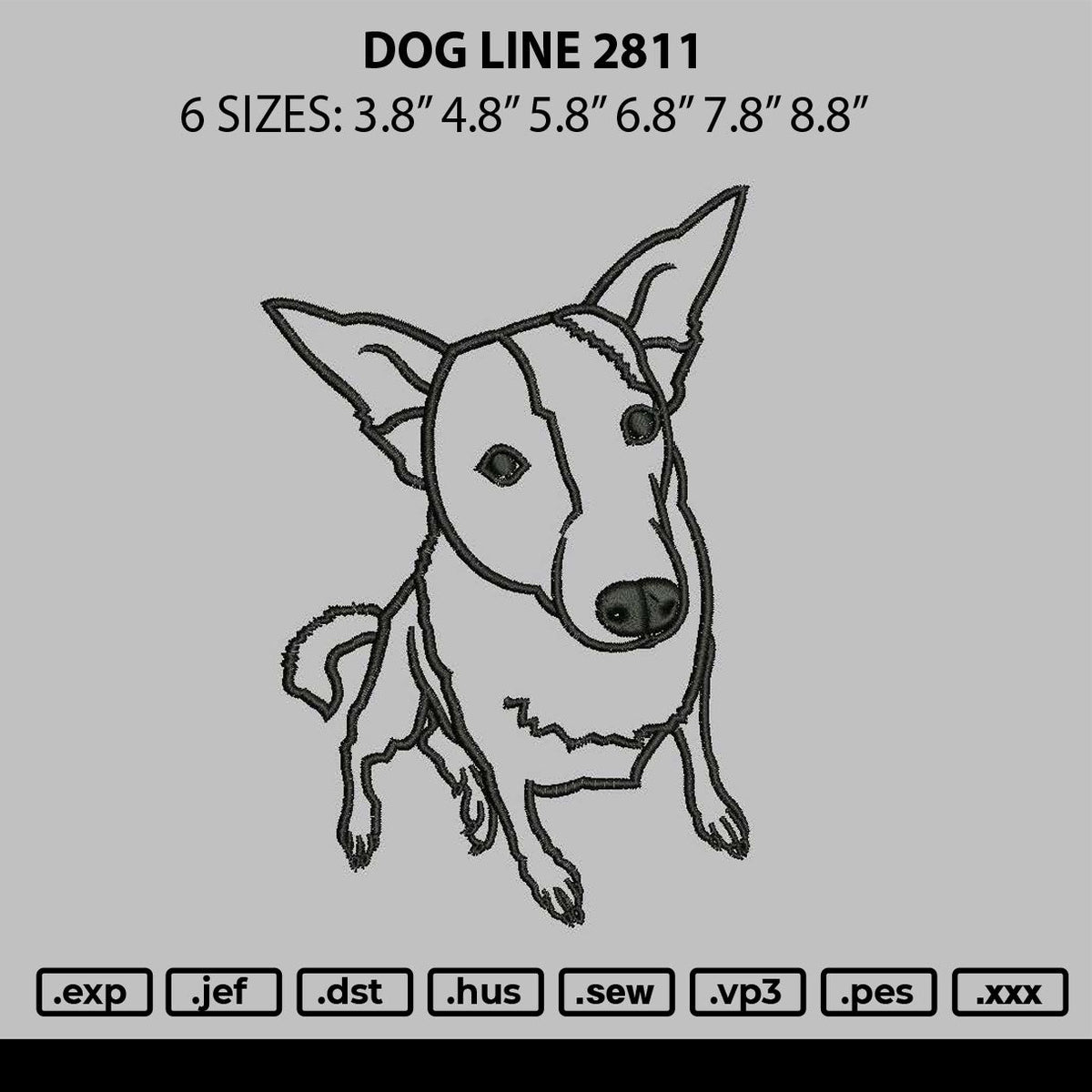 Dog Line 2811 Embroidery File 6 sizes
