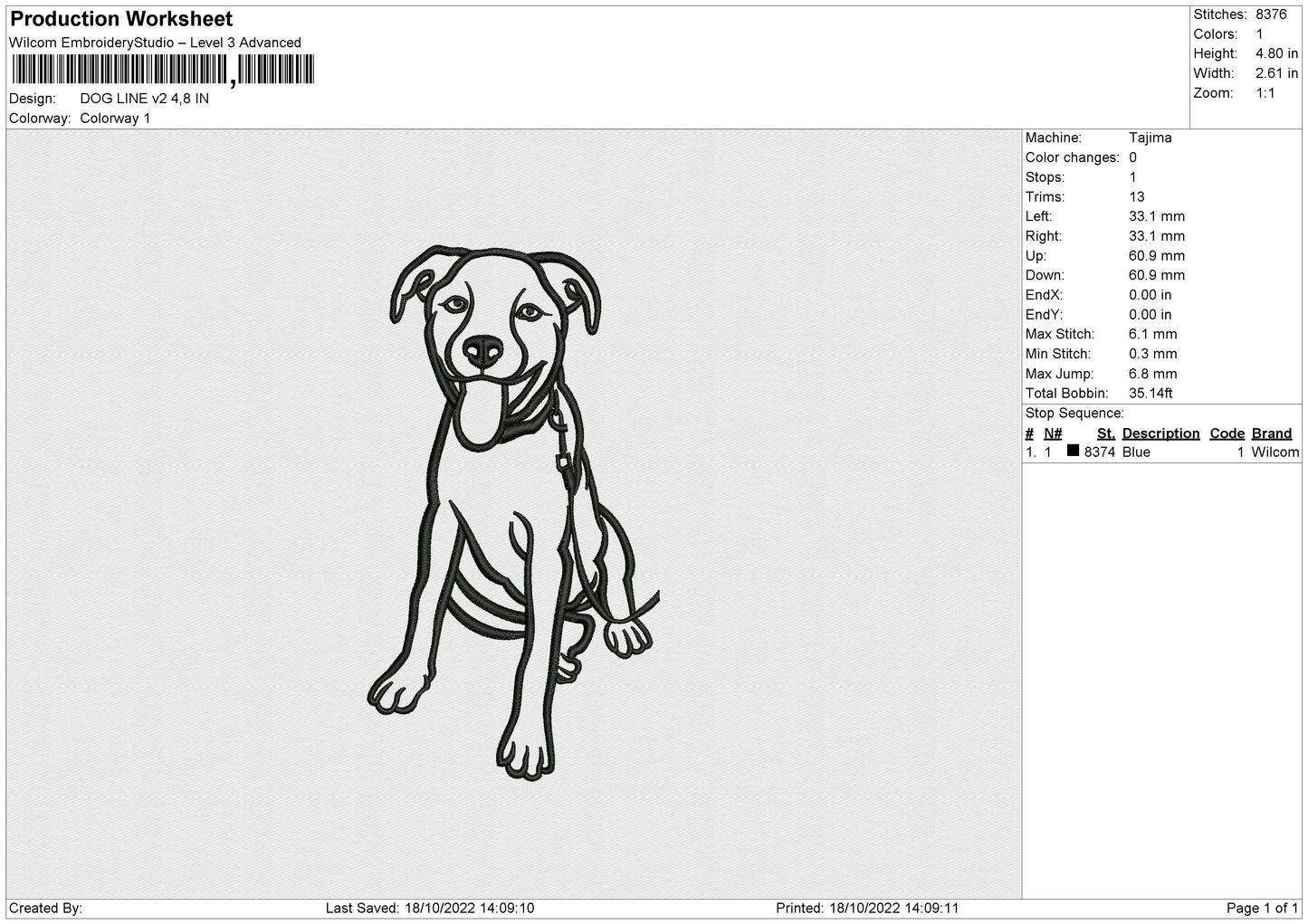Dog Line v2 Embroidery
