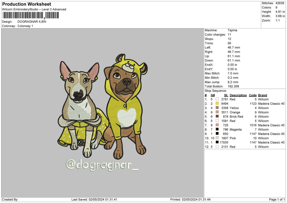 Dogs 0205 Embroidery File 6 sizes