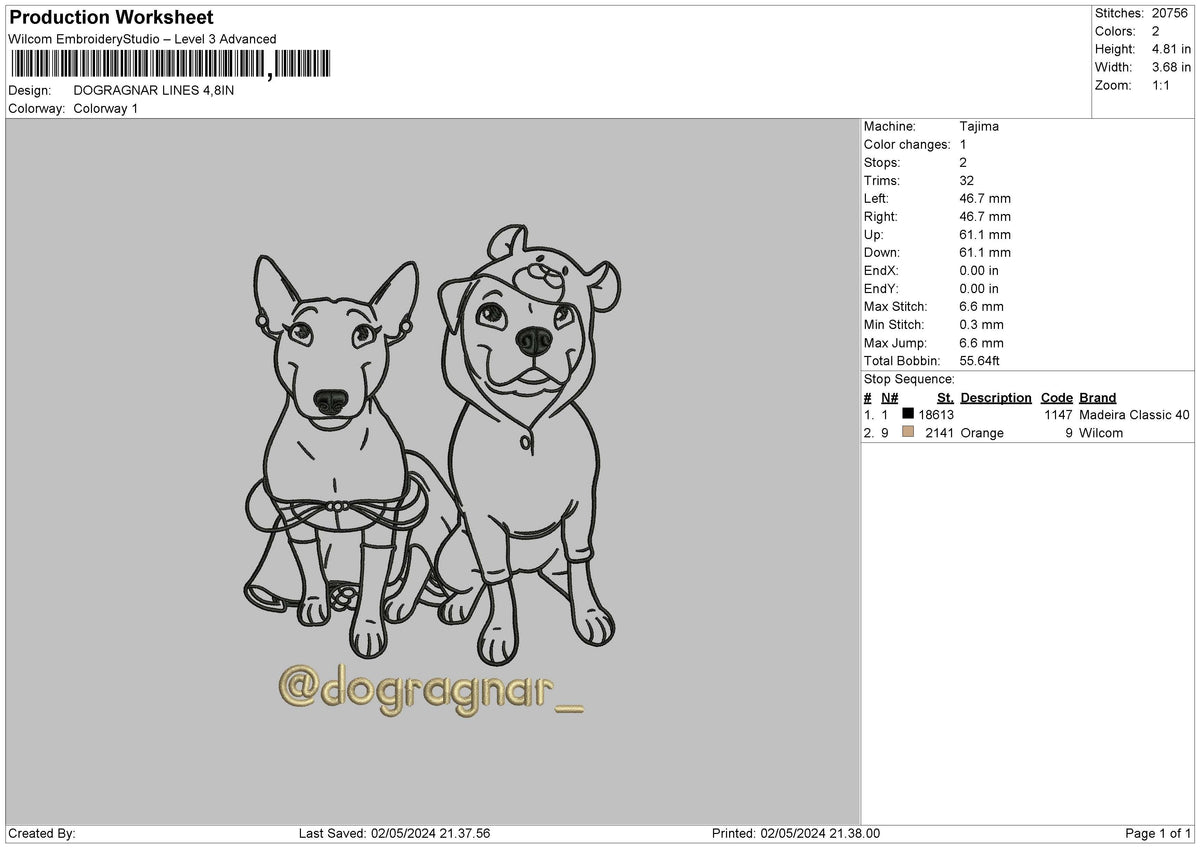 Dogs Outline 0205 Embroidery File 6 sizes