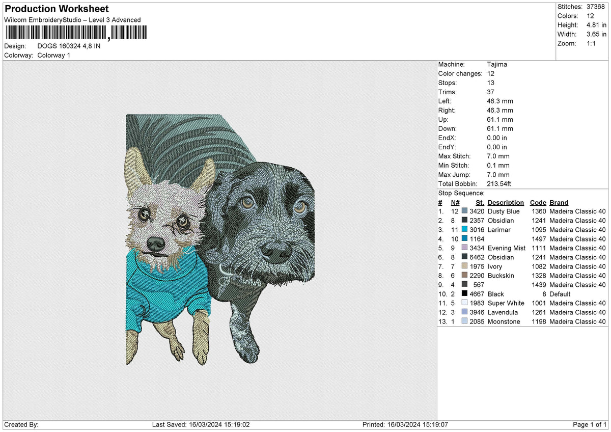 DOGS 160324 Embroidery File 6 size