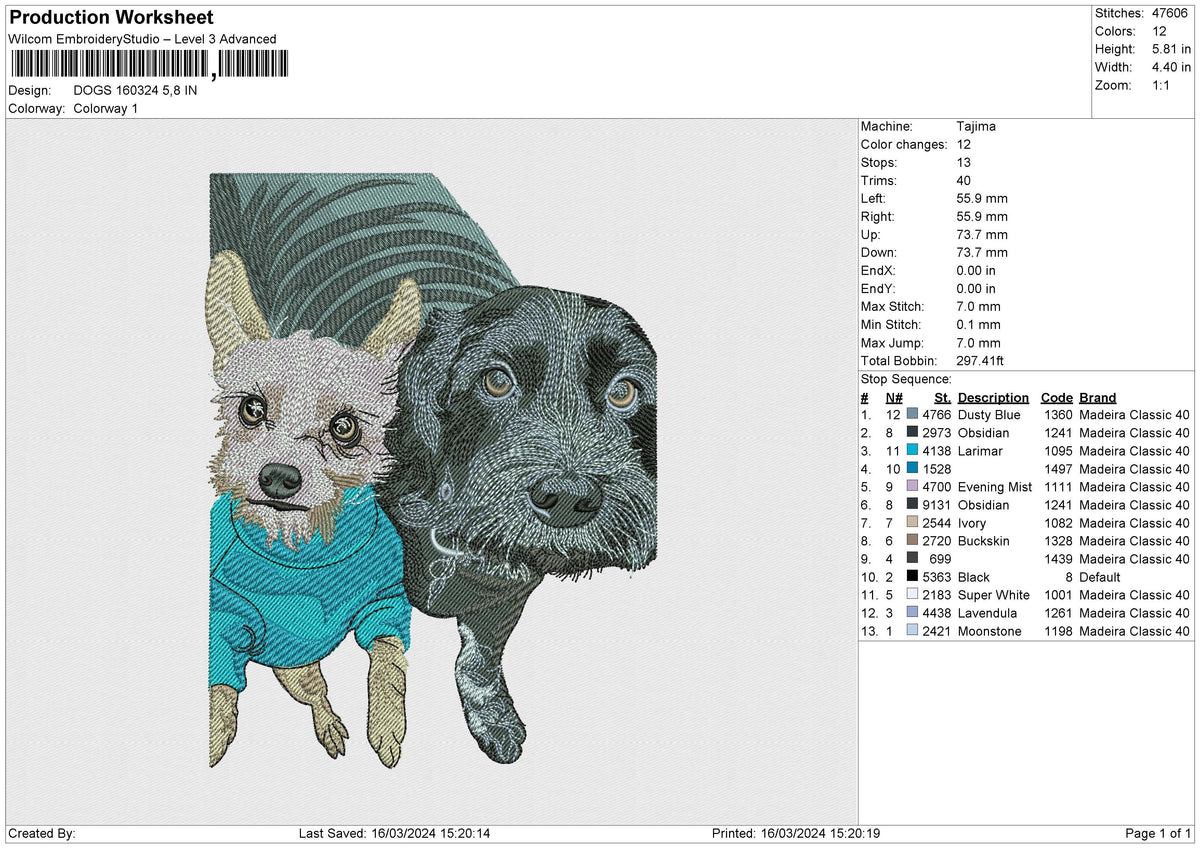 DOGS 160324 Embroidery File 6 size