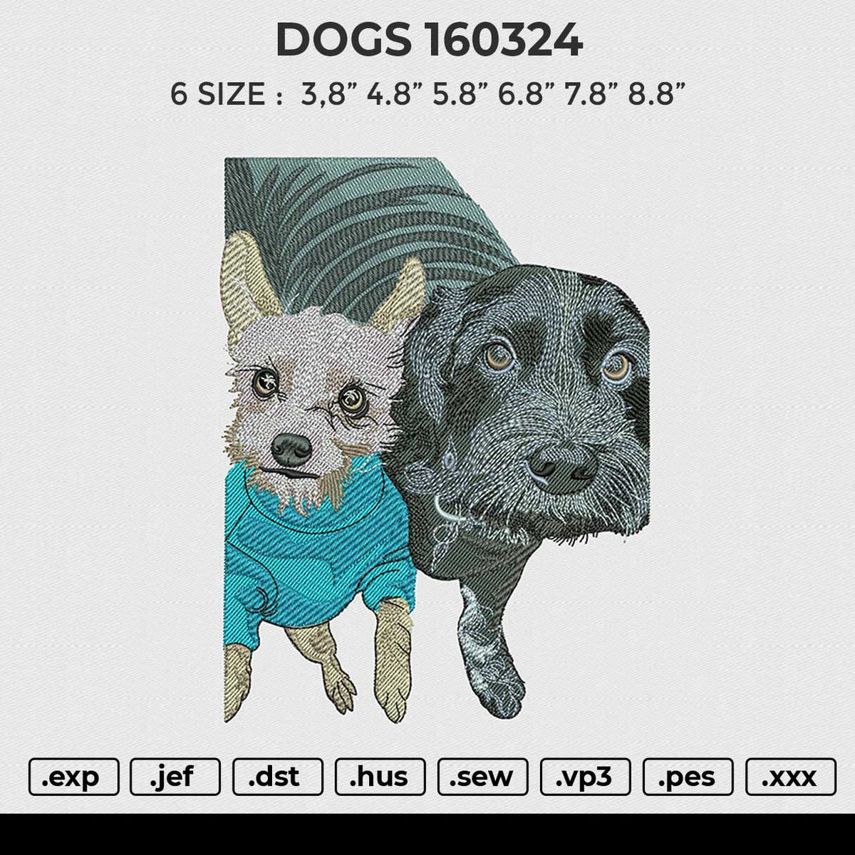DOGS 160324 Embroidery File 6 size