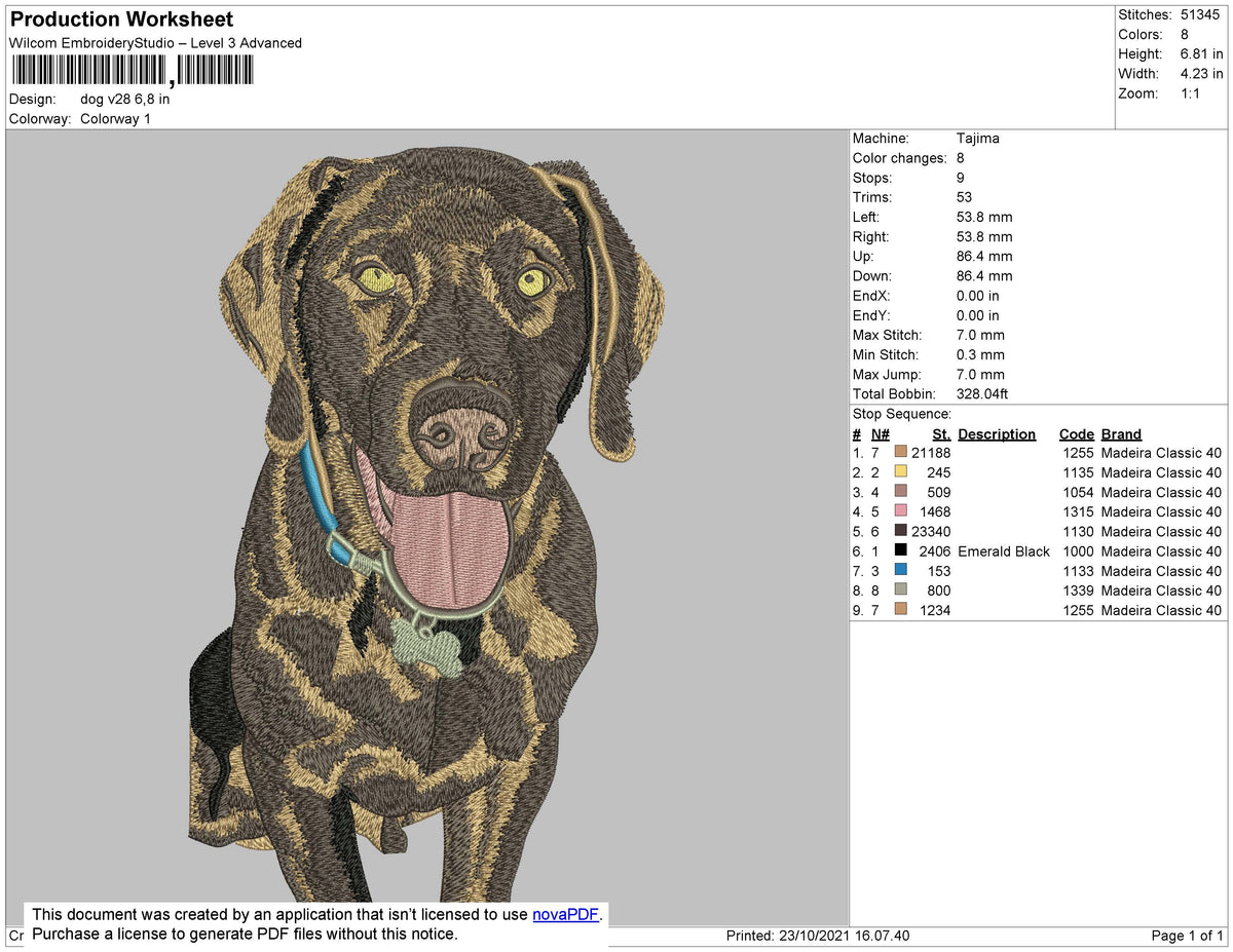 Dog Brown v28 Embroidery