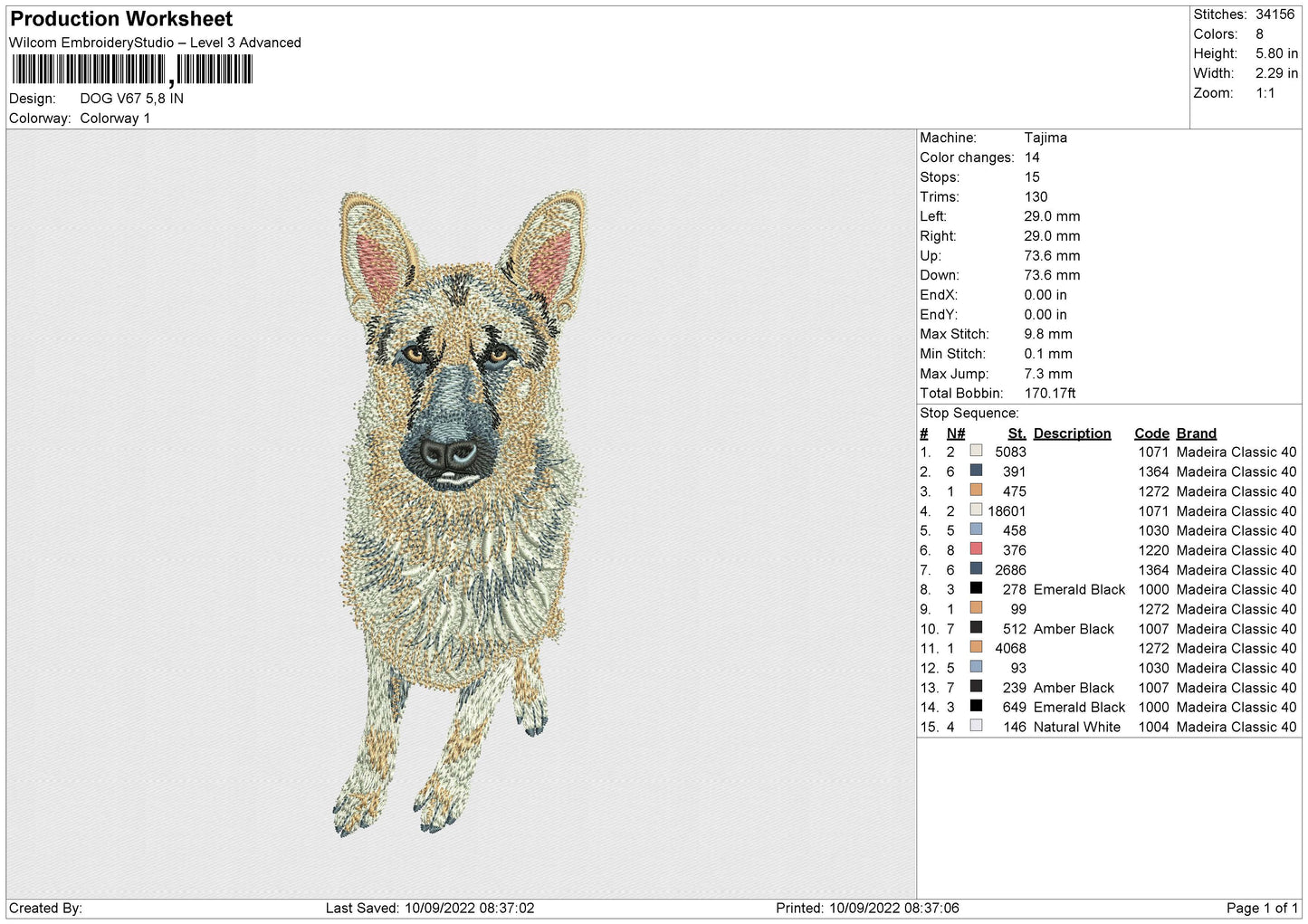 Dog v67 Embroidery
