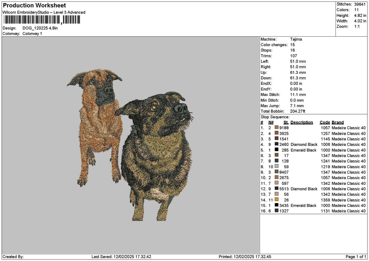 Dog 1202a Embroidery File 6 sizes