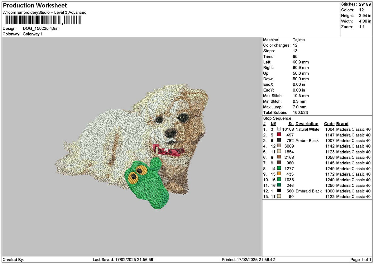 Dog 1502 Embroidery File 6 sizes