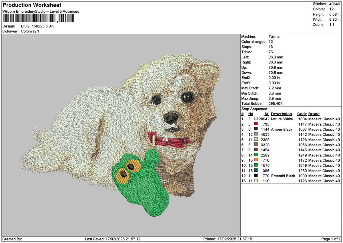 Dog 1502 Embroidery File 6 sizes