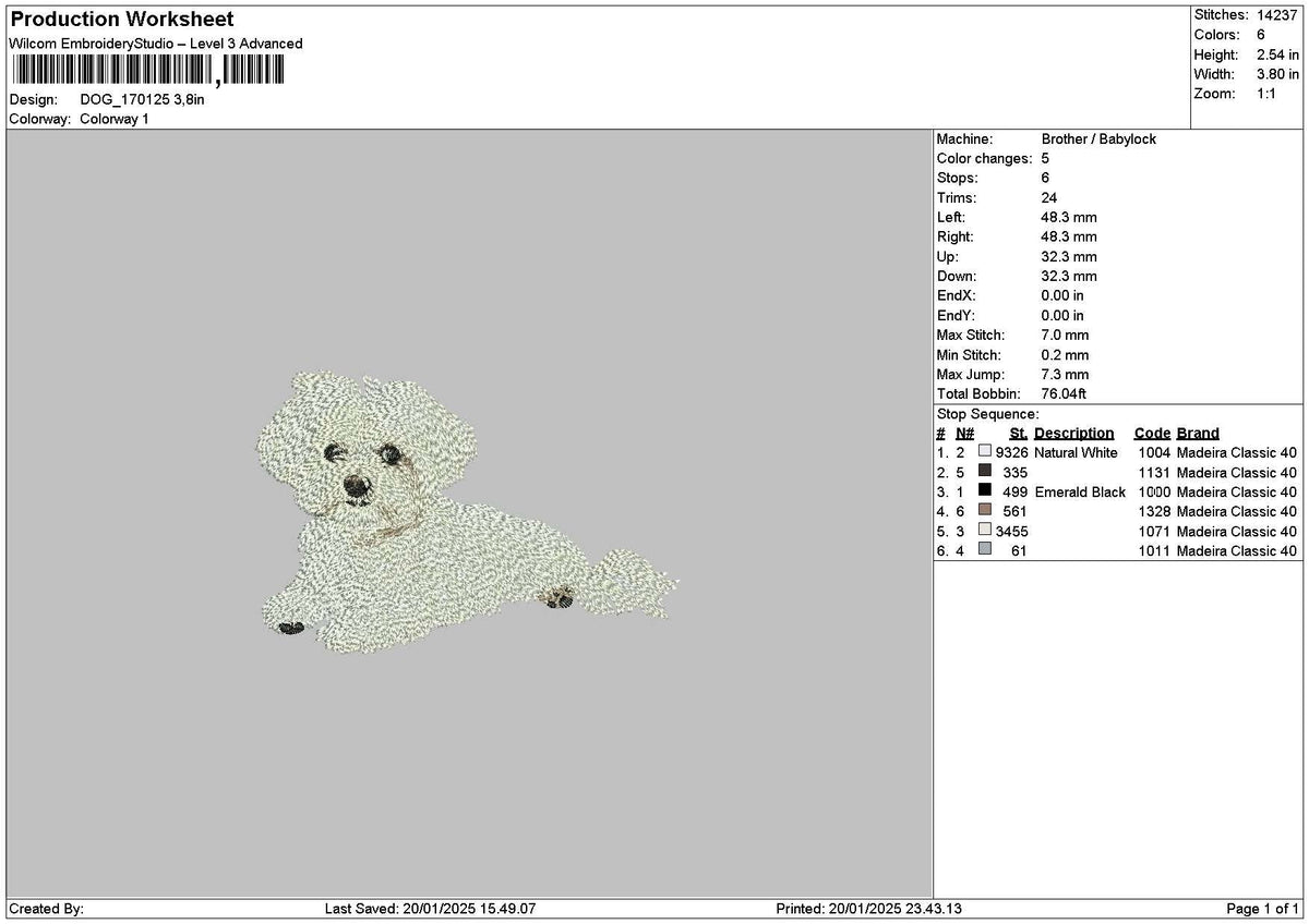 Dog 1701B Embroidery File 6 sizes