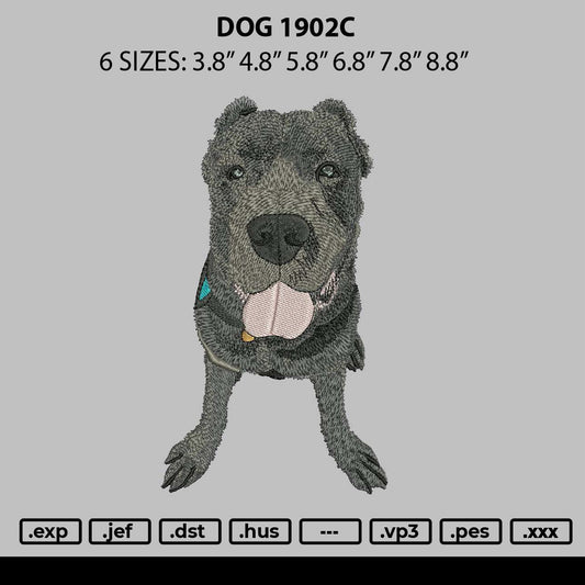 Dog 1902c Embroidery File 6 sizes