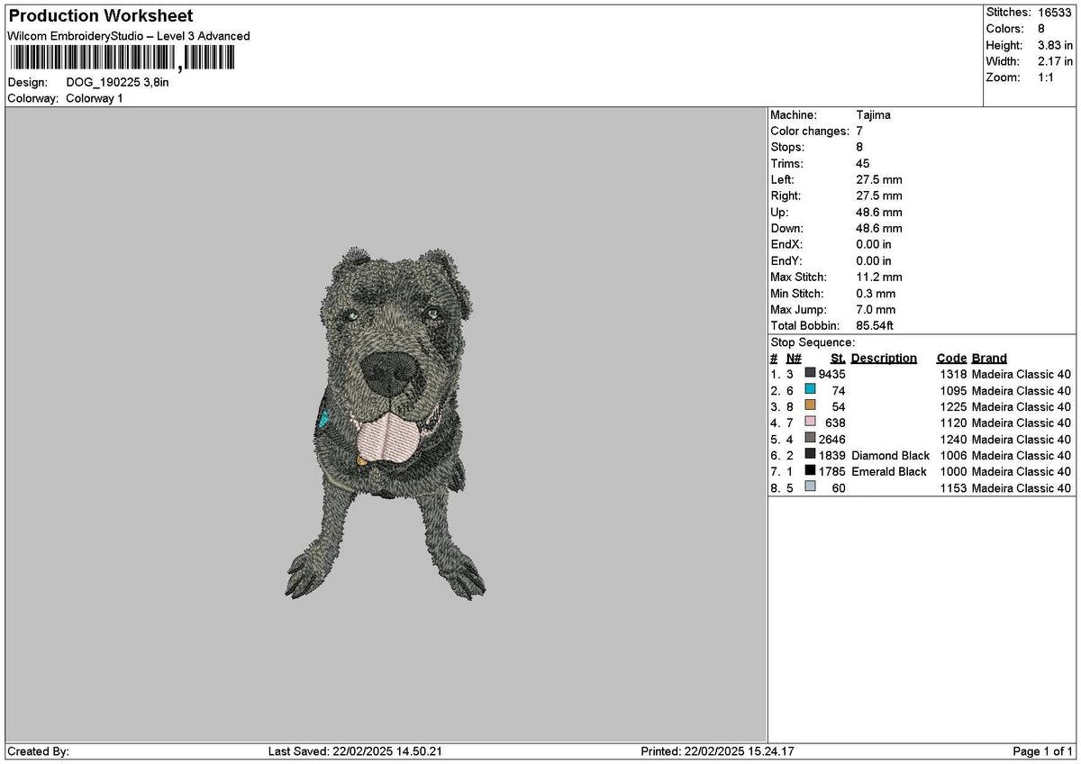 Dog 1902c Embroidery File 6 sizes