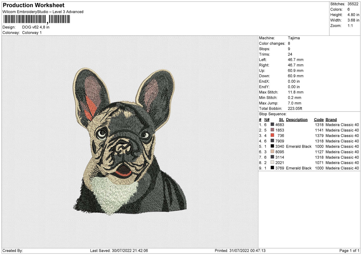 DOG v62 Embroidery