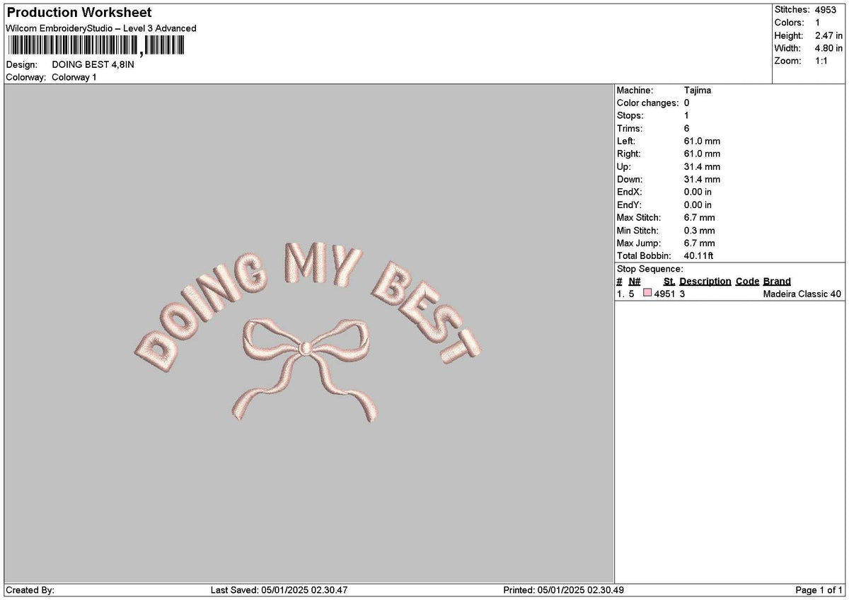 Best Bow Embroidery File 6 sizes