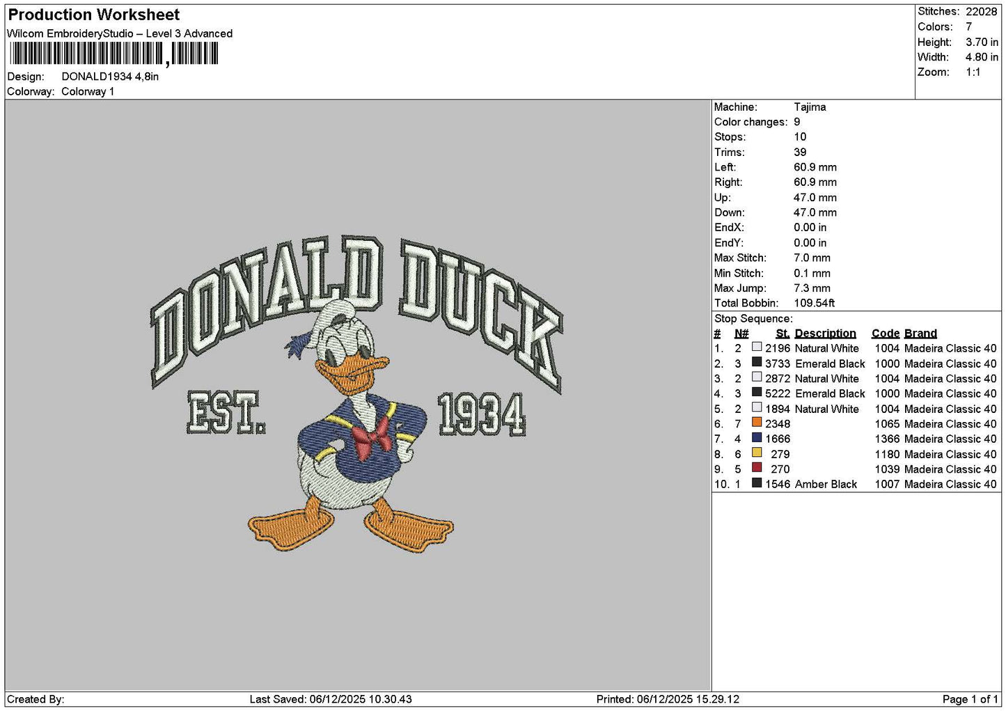 Donaldtext 0612 Embroidery File 6 sizes