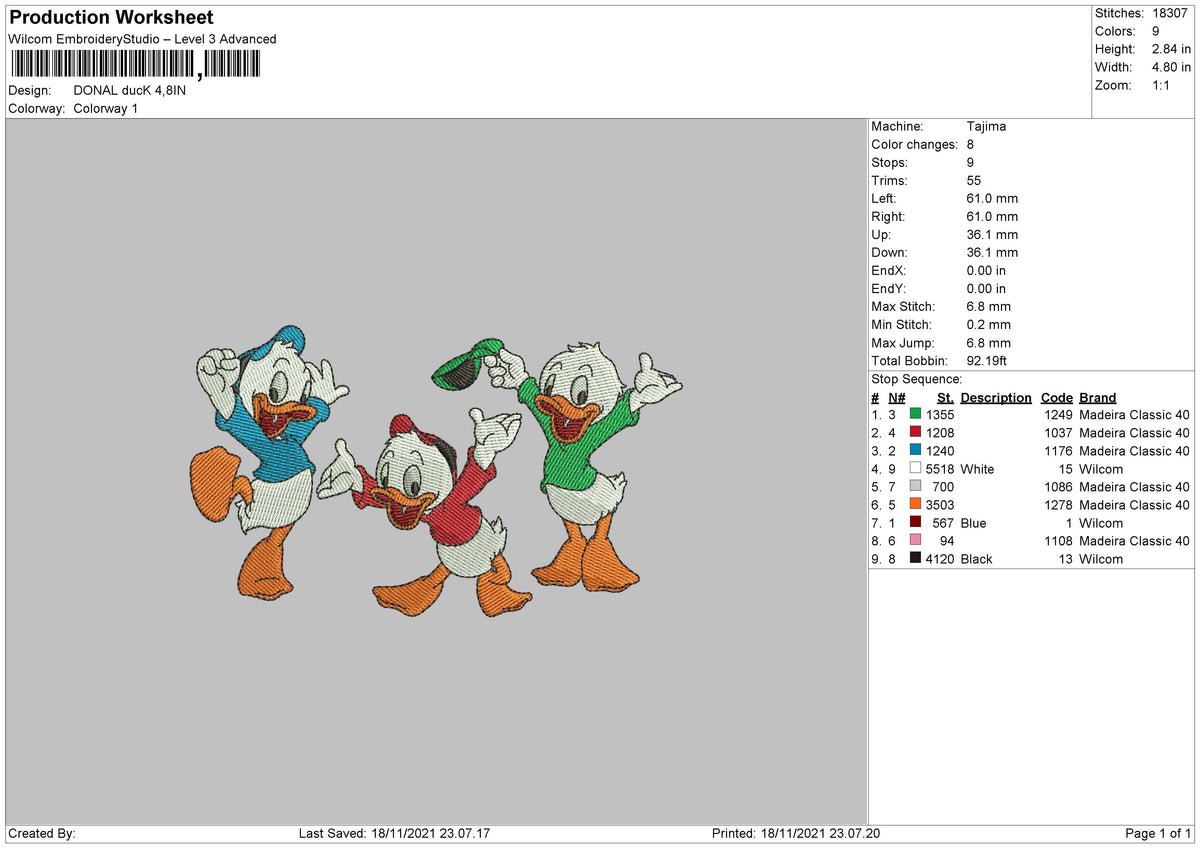 Donald Duck Embroidery