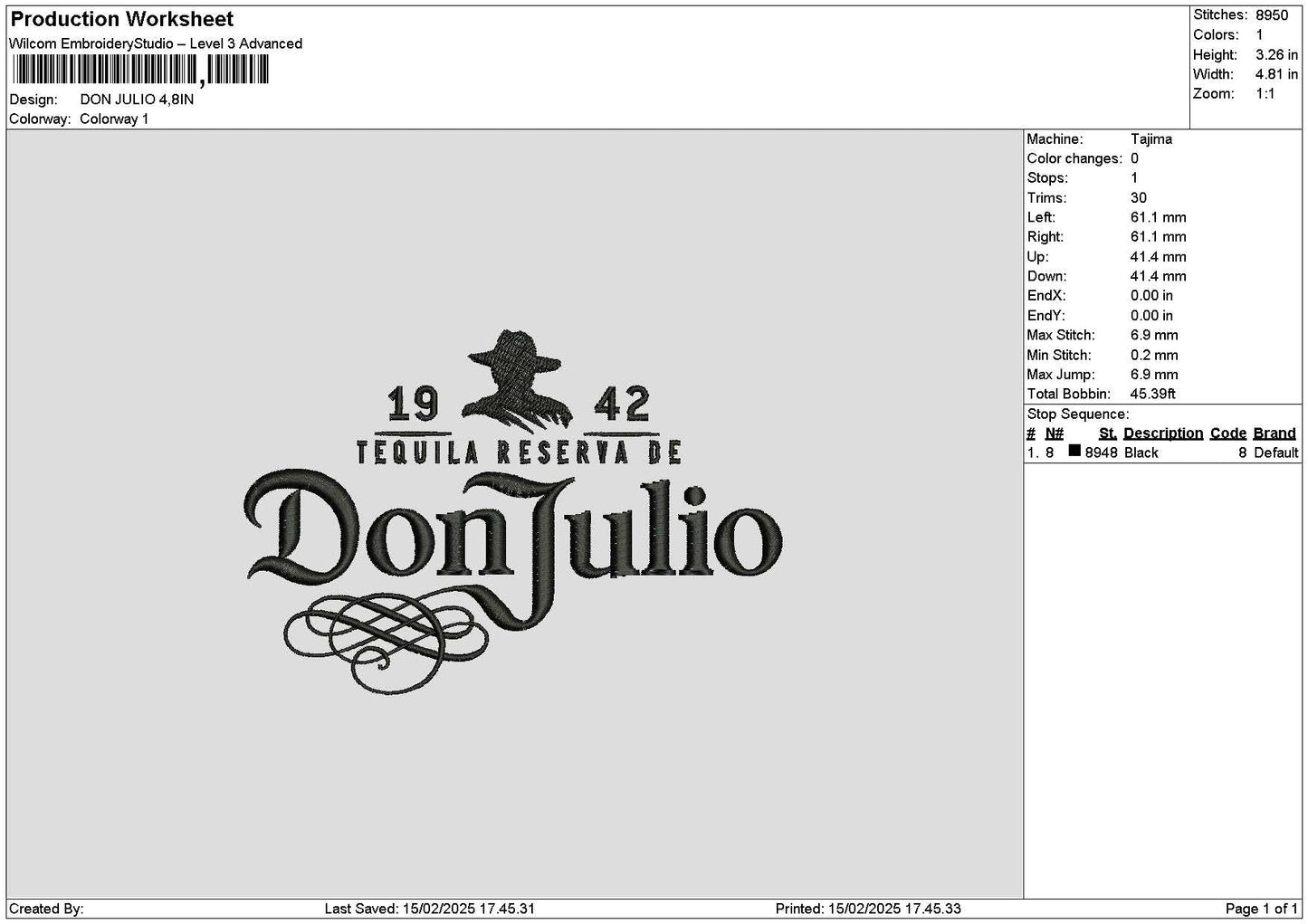 Juliotext Embroidery File 6 sizes