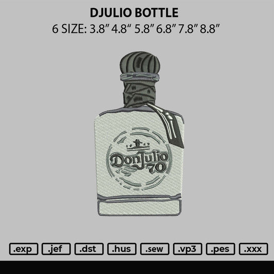 Djulio Bottle Embroidery File 6 sizes