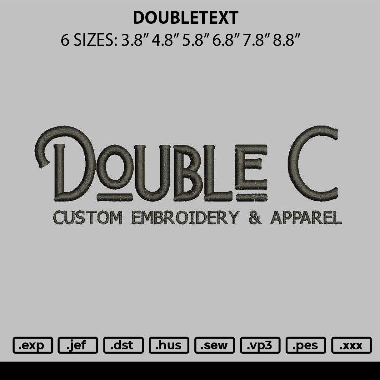 Doubletext Embroidery File 6 sizes