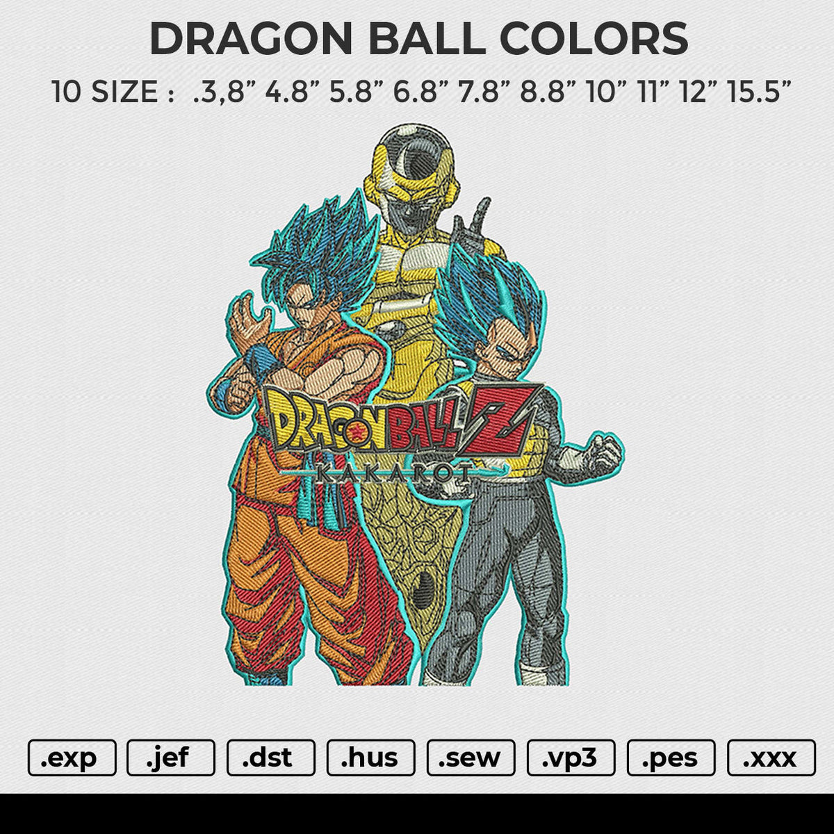 DRAGON BALL COLORS Embroidery File 6 size