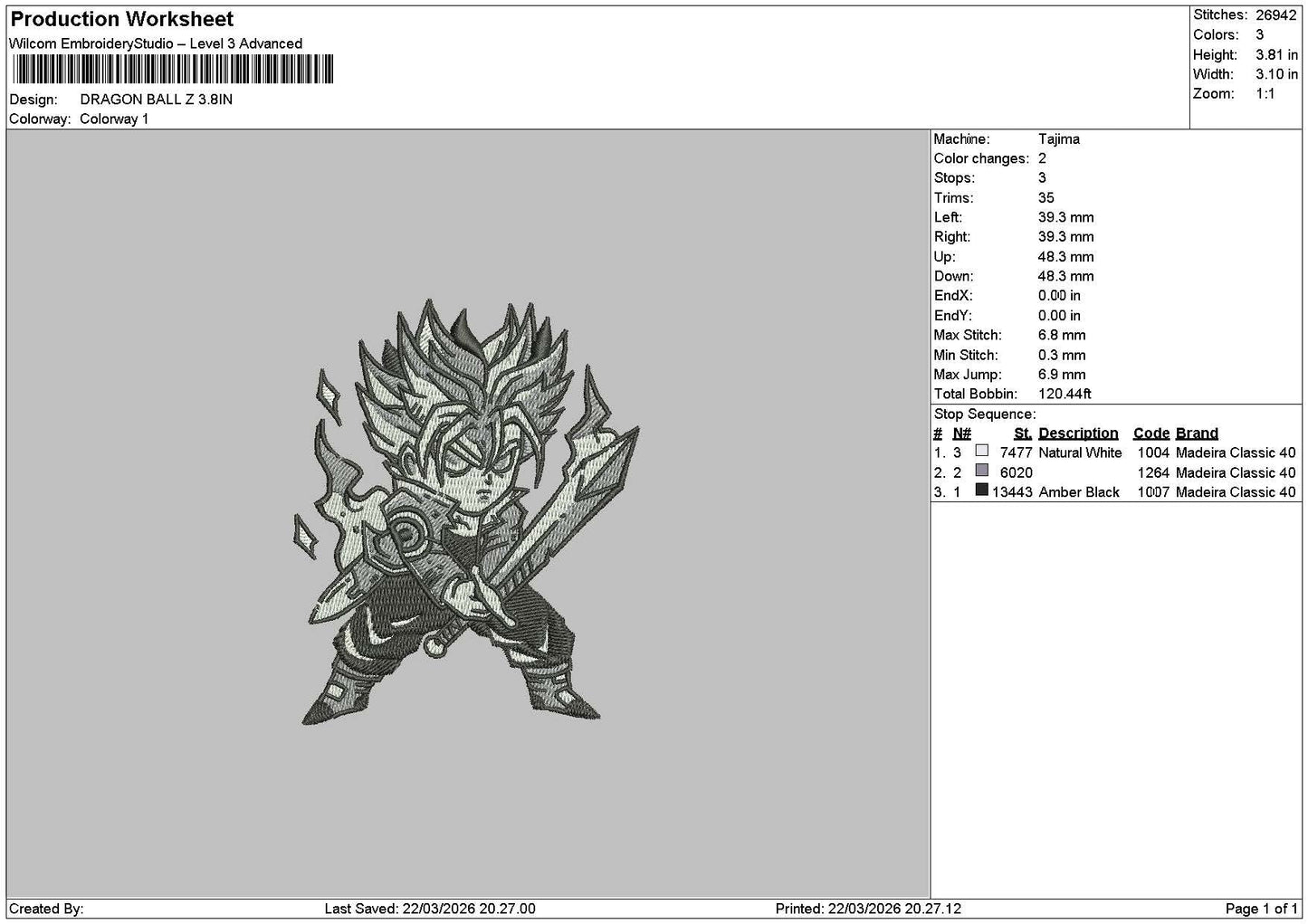 Character 2203 Embroidery File 6 sizes
