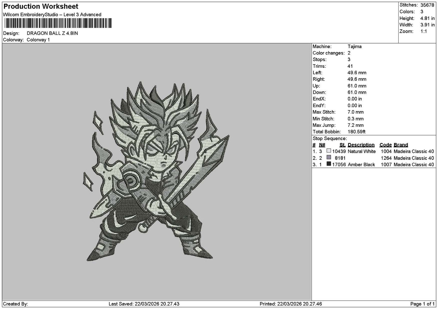 Character 2203 Embroidery File 6 sizes