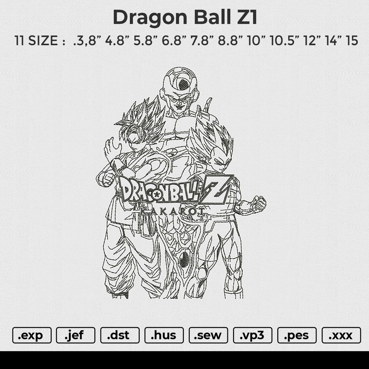 DRAGON BALL Z1 Embroidery File 6 size