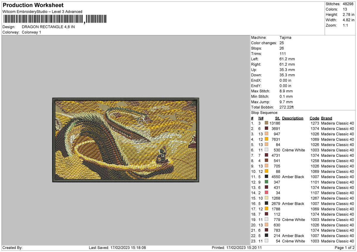 Dragon Recatngle Embroidery File 6 sizes