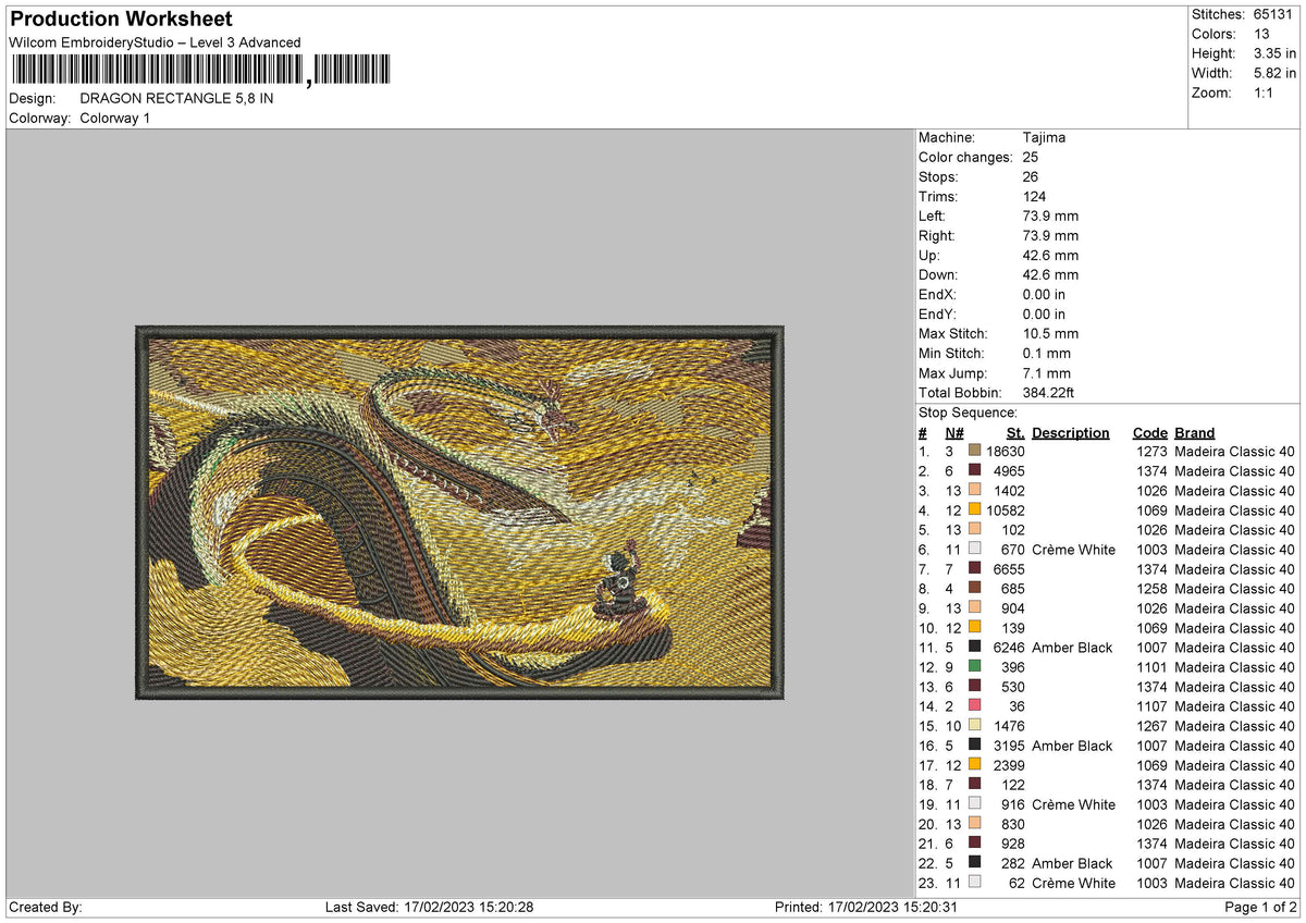 Dragon Recatngle Embroidery File 6 sizes