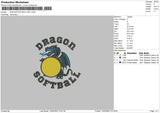 Dragon Softball Embroidery File 6 sizes