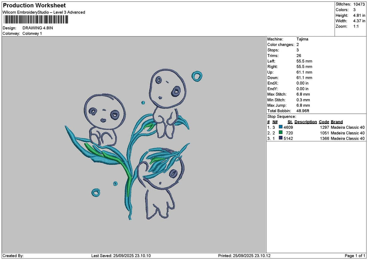 Drawing 2509 Embroidery File 6 sizes
