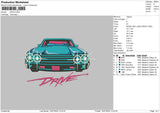 Drive Car text Embroidery File 6 size