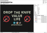 DROP THE KNIFE Embroidery File 6 size