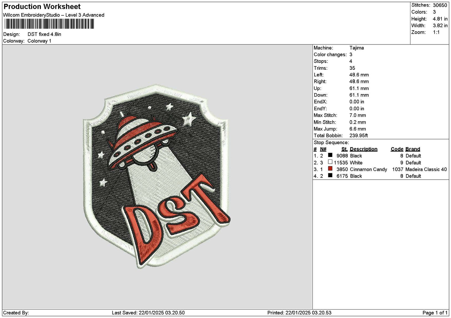 Ufotext Embroidery File 6 sizes
